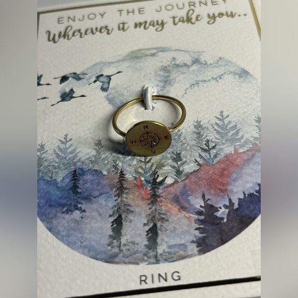 NEW - ENJOY THE JOURNEY Gold Ring with Compass Design. - Picture 2 of 3